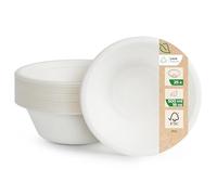 Love Nature Bol Jetable - Vaisselle Canne à Sucre 25 pièces - Écologique Bols Jetables 500ml - Biodégradable Résistant et Solide