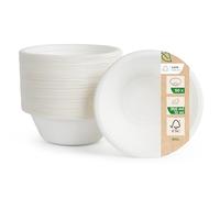 Love Nature Bol Jetable - Vaisselle Canne à Sucre 50 pièces - Écologique Bols Jetables 350ml - Biodégradable Résistant et Solide