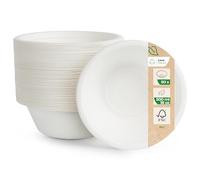 Love Nature Bol Jetable - Vaisselle Canne à Sucre 50 pièces - Écologique Bols Jetables 500ml - Biodégradable Résistant et Solide