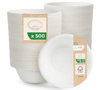 Love Nature Bol Jetable - Vaisselle Canne à Sucre 500 pièces - Écologique Bols Jetables 500ml - Biodégradable Résistant et Solide