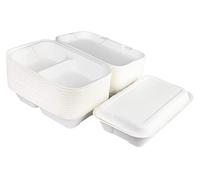 Love Nature Écologique Boite Alimentaire Jetable 2 Parties 50 Pièces - Vaisselle Jetable - Emballage Alimentaire - Boite Repas Jetable - Packaging Alimentaire de Canne Sucre