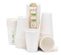 Love Nature Gobelets Jetables 180 ml Blanc en Papier - Lot de 50 Gobelet Carton - Gobelet Cafe Jetable - Verre Jetable à Café à Emporter
