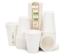 Love Nature Gobelets Jetables 250 ml Blanc en Papier - Lot de 50 Gobelet Carton - Gobelet Cafe Jetable - Verre Jetable à Café à Emporter