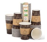 Love Nature Gobelets Jetables de 180 ml - Lot de 50 Gobelet Carton Biodegradable - Gobelet Cafe Jetable - Verre Jetable à Café à Emporter