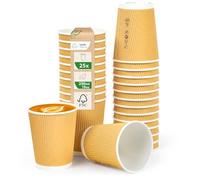 Love Nature Lot de 25 gobelets à café à emporter, 250 ml, en papier kraft ondulé, pour café, thé, boissons chaudes et froides