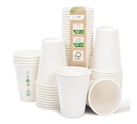 Love Nature Lot de 50 gobelets en carton blanc 300 ml - Gobelets à café - Gobelets jetables pour servir du café, du thé, des boissons chaudes et froides