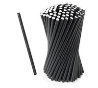 Love Nature Paille Carton 100 Pieces - Pailles Jetables Noir - Paille en Papier solide de fête pour cocktails