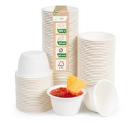 Love Nature Pot Sauce 60 ml - 100 Pieces Pot a Sauce a Emporter | Vaisselle Jetable en Pulpe de Canne, Modern, Stackable