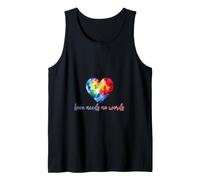 Love Needs No Words Puzzle coloré Motif cœur Débardeur