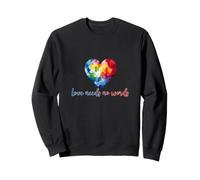 Love Needs No Words Puzzle coloré Motif cœur Sweatshirt