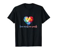 Love Needs No Words Puzzle coloré Motif cœur T-Shirt