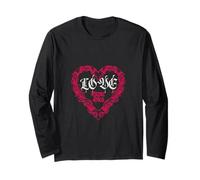 Love Never Dies Cœur victorien gothique foncé vintage romance Manche Longue