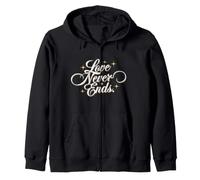 Love Never Ends - Typographie de Luxe Blanche élégante céleste Sweat à Capuche