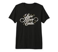 Love Never Ends - Typographie de Luxe Blanche élégante céleste T-Shirt Haut de Gamme