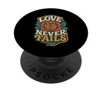 Love Never Fails 1 Corinthians 13:8 Verset biblique chrétien PopSockets PopGrip Adhésif