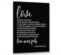 Love Never Fails Canvas Art, 1 Corinthians 13:4-8 Scripture Wall Decor, Religious Gift for Wedding, Anniversary, Baptism, Uplifting Print for Home & Church(Unframed,08x12inch(20x30cm))