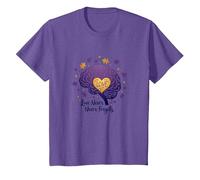Love Never Forgets Brain Heart Alzheimers Sensibilisation à la maladie d'Alzheimer T-Shirt, Enfant, Violet chiné, 10 Ans