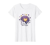 Love Never Forgets Brain Heart Alzheimers Sensibilisation à la maladie d'Alzheimer T-Shirt, Femme, Blanc, M
