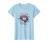 Love Never Forgets Brain Heart Alzheimers Sensibilisation à la maladie d'Alzheimer T-Shirt, Femme, Bleu Céleste, L