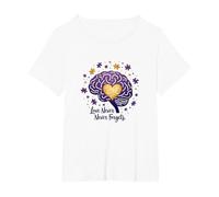 Love Never Forgets Brain Heart Alzheimers Sensibilisation à la maladie d'Alzheimer T-Shirt, Femme Grandes Tailles, Blanc, 5X