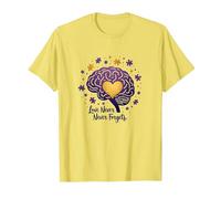 Love Never Forgets Brain Heart Alzheimers Sensibilisation à la maladie d'Alzheimer T-Shirt, Homme, Citron, XXL