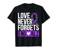 Love Never Forgets End ALZ Alzheimer Maladie T-Shirt Graphique avec Valeur, Homme, Noir, S