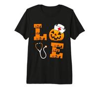 Love Nurse Pumpkin Jack O Lantern Funny Halloween Costume T-Shirt Haut de Gamme