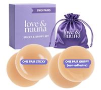 love & nuuna Lot de 2 paires de cache-tétons adhésifs et non adhésifs - Gâteaux collants et adhérents - Pasties réutilisables et imperméables