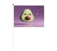 Love of Avocado Lot de 6 mini drapeaux durables de 14 x 21 cm sur bâtons pour extérieur, cour et jardin