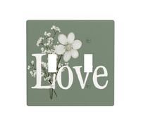 Love On - Plaque murale décorative pour interrupteur - Motif fleur verte sauge et blanche - 11,4 x 11,4 cm
