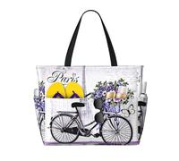 Love On The Bike Sac de voyage de plage grande capacité avec fermeture éclair Sac fourre-tout étanche Piscine Vacances Gym, Noir , Taille unique