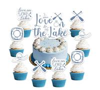 Love on the Lake Bachelorette Décorations Gâteau Cupcake Toppers Camping Bach Weekend Picks Voilier Oars Lifebuoy pour les femmes Lake Tahoe Bridal Shower Wedding Engagement Supplies