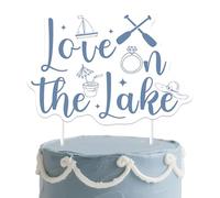 Love on the Lake Cake Topper Lake Bachelorette Party Décorations Camping Bach Weekend Cake Pick Voilier Oars Juice Blue Cake Décorations pour les femmes Lake Tahoe Bridal Shower Supplies