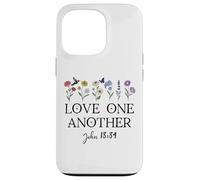 Love One Another Daisy Boho Christian Bible Verse John 13:34 Coque pour iPhone 13 Pro