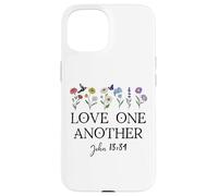 Love One Another Daisy Boho Christian Bible Verse John 13:34 Coque pour iPhone 15