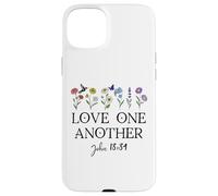 Love One Another Daisy Boho Christian Bible Verse John 13:34 Coque pour iPhone 15 Plus