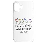Love One Another Daisy Boho Christian Bible Verse John 13:34 Coque pour iPhone 16 Plus