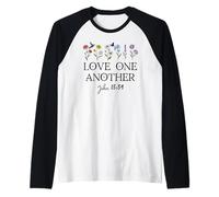 Love One Another Daisy Boho Christian Bible Verse John 13:34 Manche Raglan