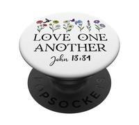 Love One Another Daisy Boho Christian Bible Verse John 13:34 PopSockets PopGrip Adhésif