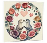 Love Otters Carte d'anniversaire Motif loutre Rose 145 x 145 mm