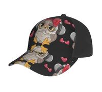 Love Owl Print Casquette de baseball pour homme et femme - Réglable Fitness Running Hat Outdoor Fashion Respirant Noir