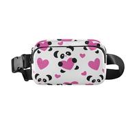 Love Pandas Sac banane mignon avec fermeture éclair et sangle réglable pour femme, homme, adolescent, sac banane multifonction pour voyage, gym, travail, Love Pandas Peach, 1 Size