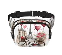Love Paris Tower Sac banane pour femme Motif cœur Café Vin Parfum Vélo, noir, One Size