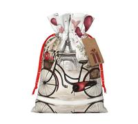 Love Paris Tower Sac fourre-tout avec cordon de serrage 4,7 x 17,5 cm pour cadeau de Noël et rangement avec étiquettes cadeaux en papier kraft