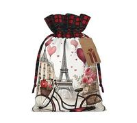 Love Paris Tower Sac fourre-tout avec cordon de serrage 4,7 x 17,5 cm pour cadeau de Noël et rangement avec étiquettes cadeaux en papier kraft