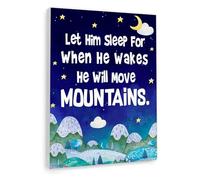 Love & Patience Parenting Art - “Let Him Sleep, For When He Wakes” Inspirational Canvas Print, Nursery Bedroom Wall Decor for New Parents (Framed,16x24inch(40x60cm))