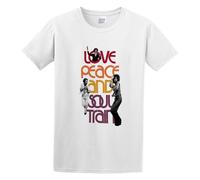 Love Peace and Soul Train Dope Hippie Men's T-Shirt Unisex White Cotton Hip Hop Print Tee Shirts M