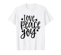 Love Peace Joy Noël Vacances T-Shirt Graphique avec Valeur, Homme, Blanc, M