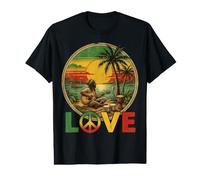Love Peace Sign Vintage Reggae Musicien Sunset Beach T-Shirt Graphique avec Valeur