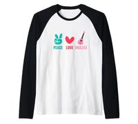 Love Peace Ukulele I Guitare Musique Coeur Instrument Manche Raglan